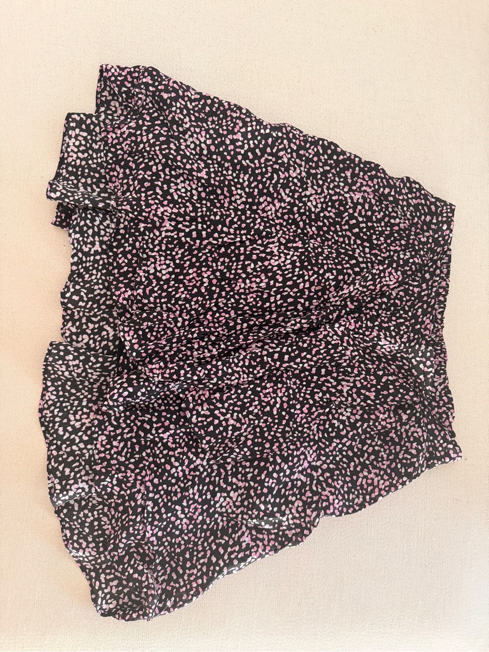 The Kooples Black Mini Skirt with Pink Dot Floral Print Size 0 / XS